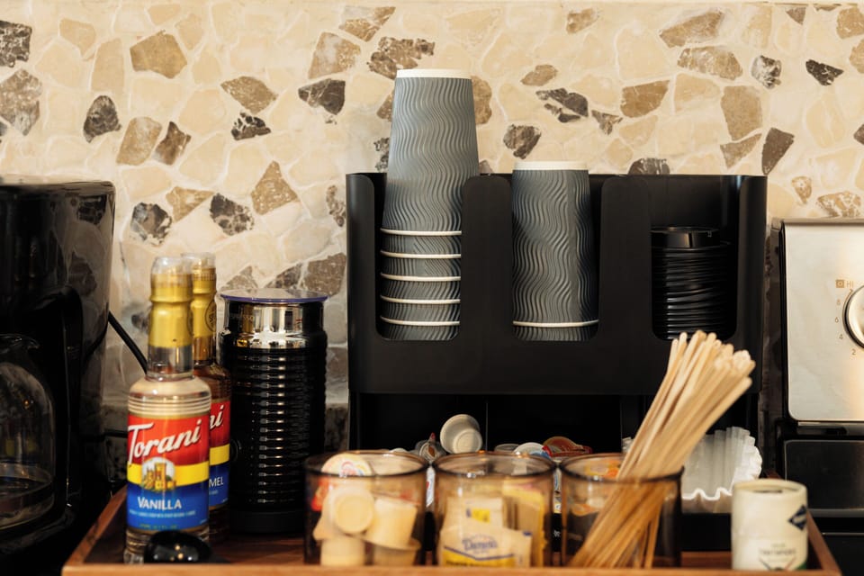 Your perfect cup awaits—customize your brew and sip in cozy cabin comfort!