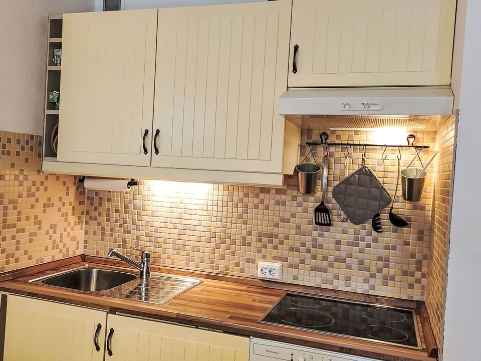 Kitchen, Countertop, Cabinetry, Kitchen Appliance, Major Appliance, Wood, Interior Design, Flooring, Kitchen Sink, Cupboard