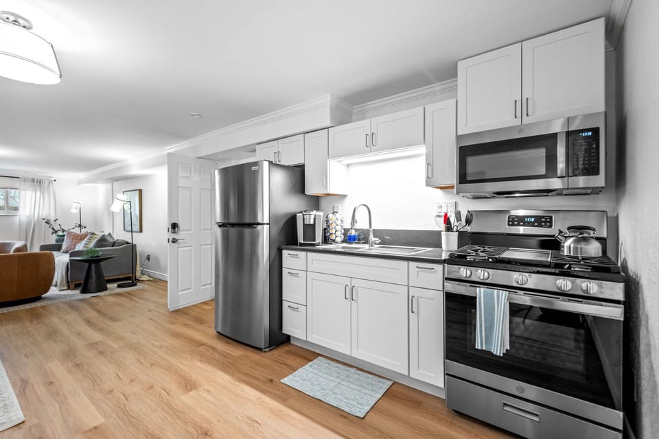 All new appliances with gas stove, microwave, Standard refrigerator ice maker