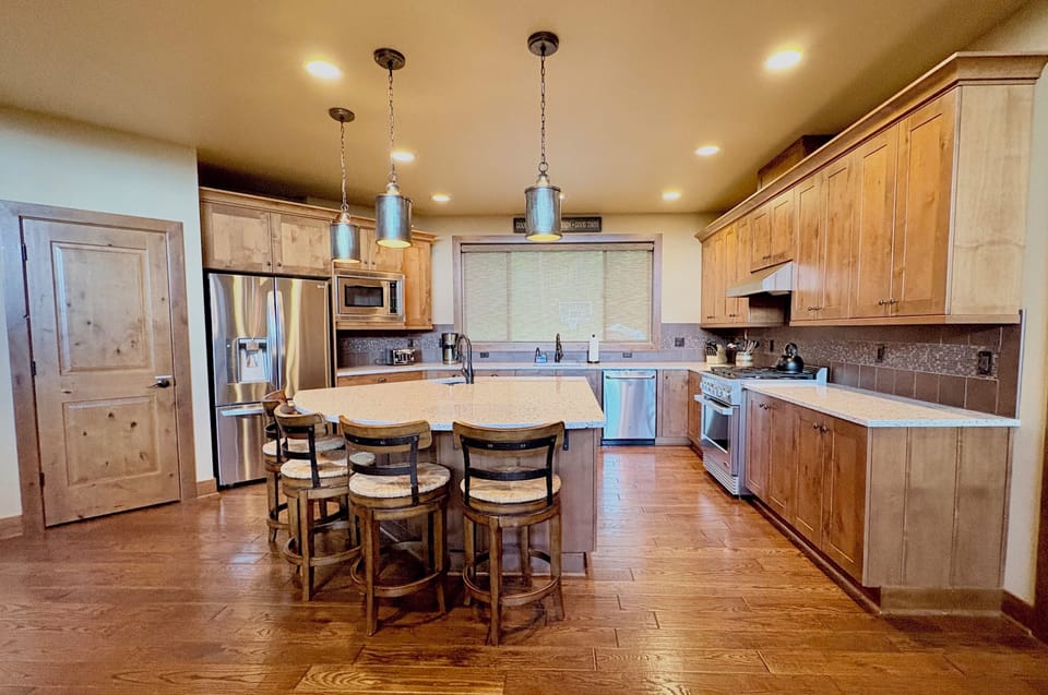 Kitchen with island that seats 4