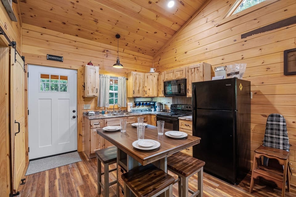 Indoors, Hardwood, Stained Wood, Refrigerator, Kitchen