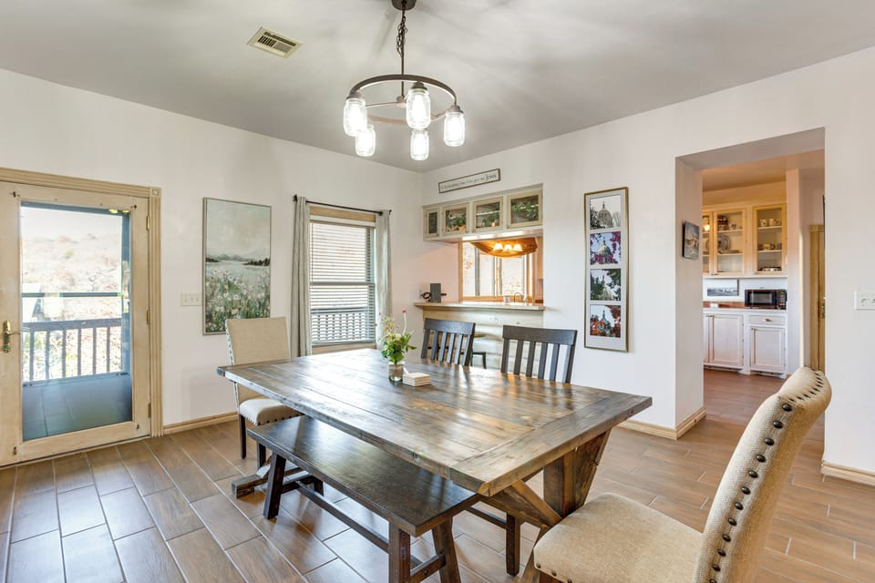 Dining Area | 2-Story Cabin | Central Heating & A/C | In-Unit Laundry