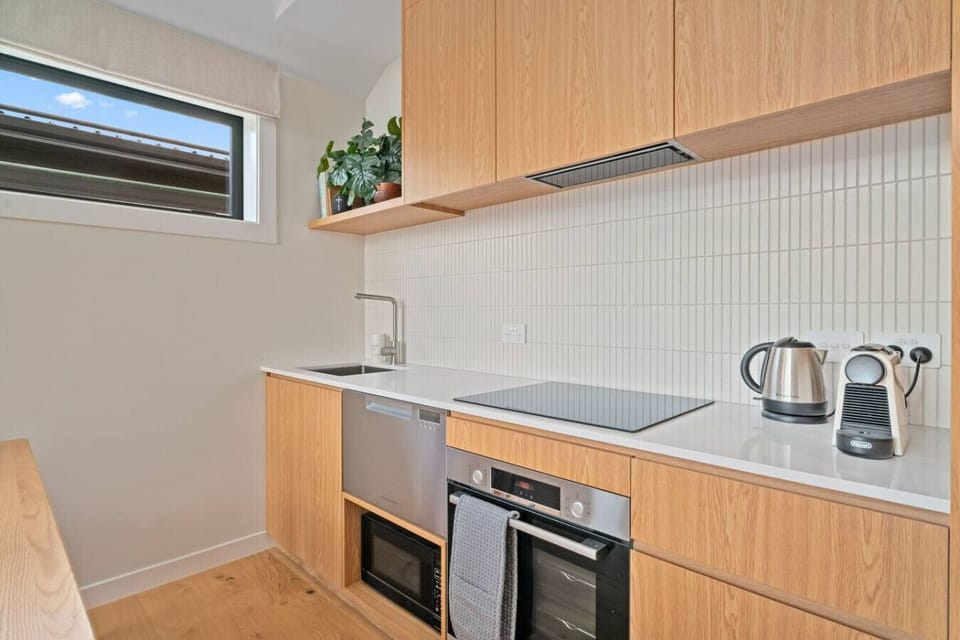 Dishwasher, induction cooktop, full size oven and large fridge/freezer.