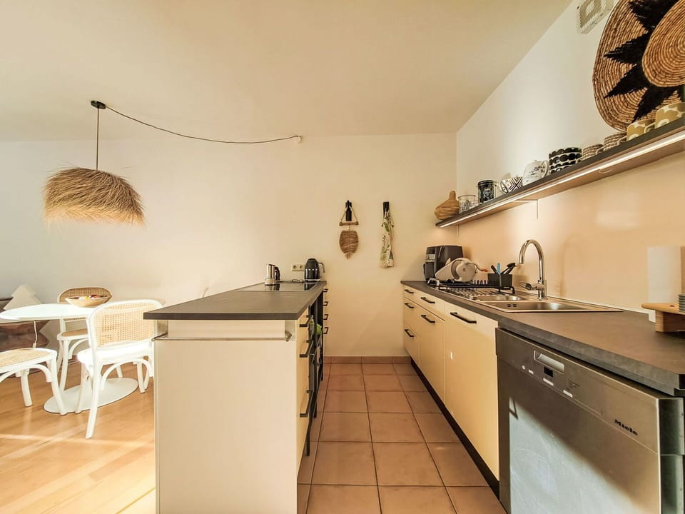 Interior Design, Furniture, Flooring, Countertop, Wood, Kitchen, Floor, Ceiling, Lighting, Room