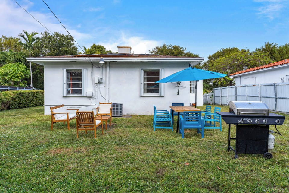 private yard with grill