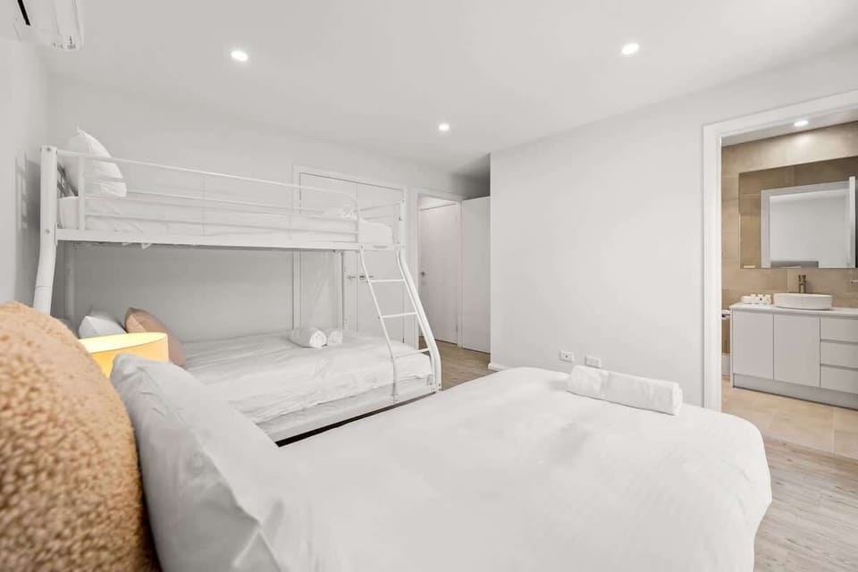 Bunk bed (double size bottom // single size top) + single bed good for 4 total