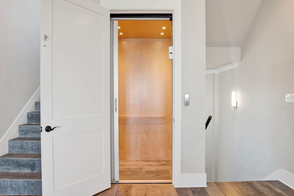 Private elevator takes you to every floor