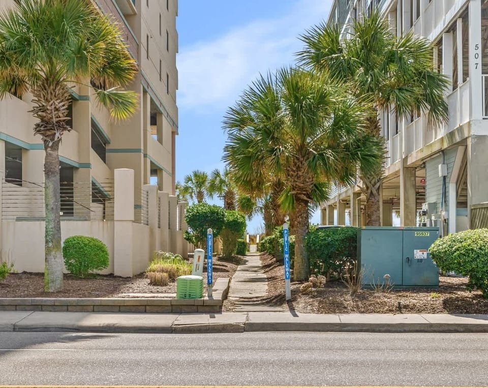 Beach path is across the street