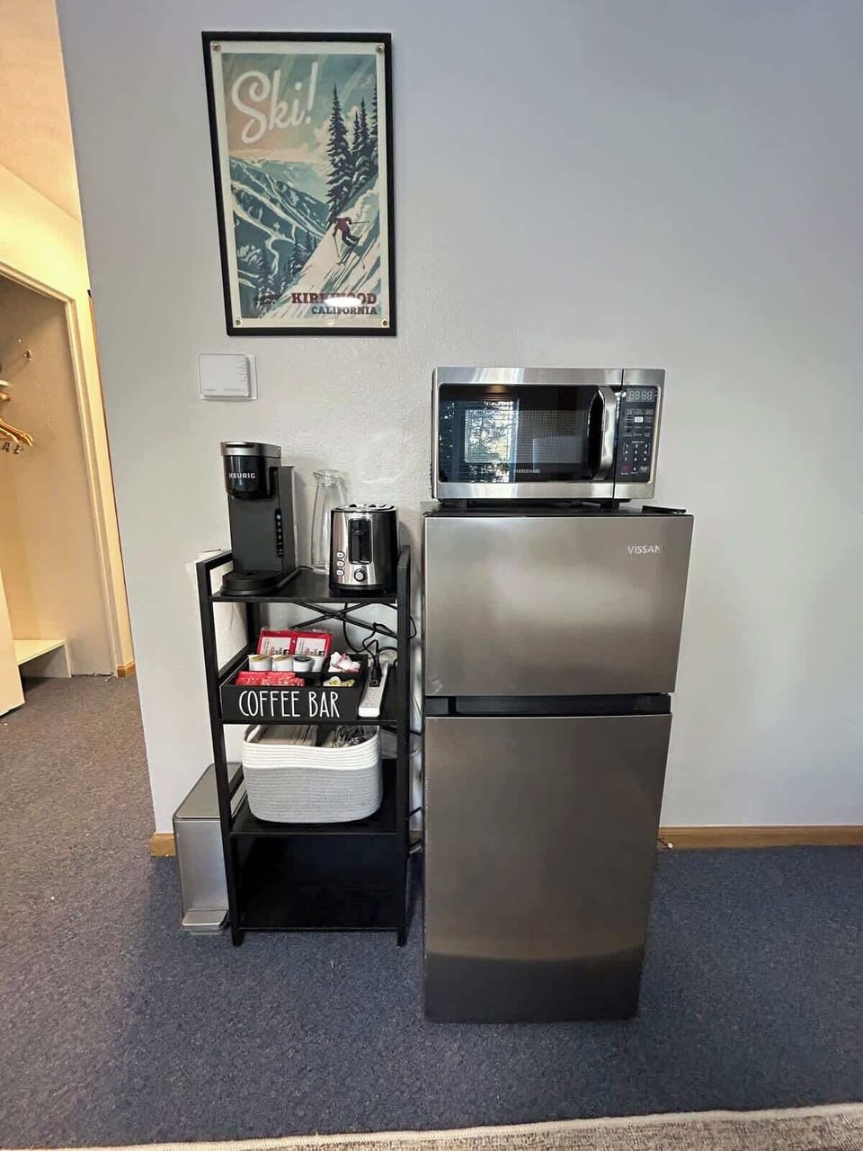Small kitchenette included in bedroom.  Small folding table provided for your comfort with eating.