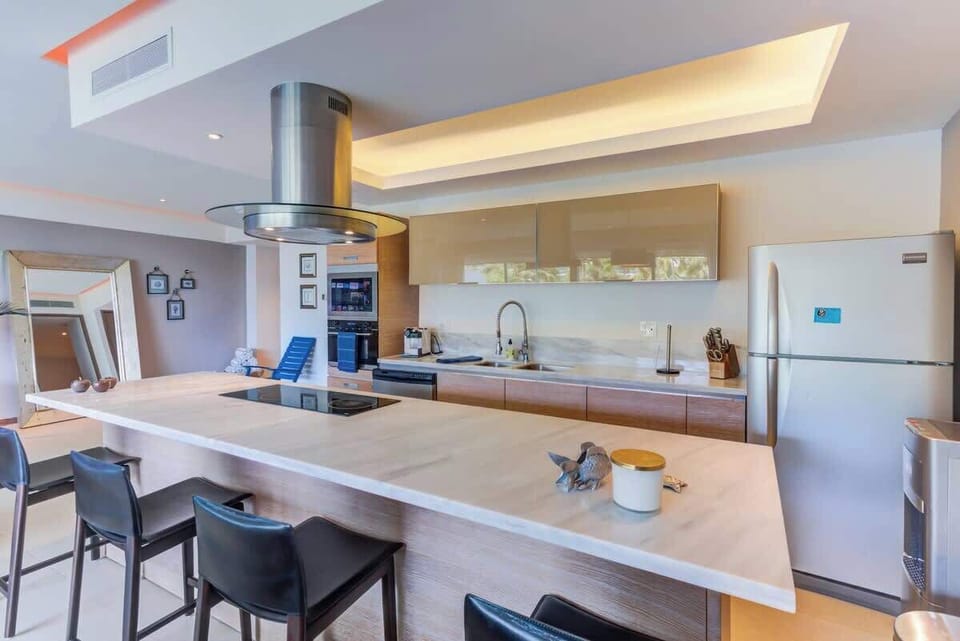 Breakfast bar seating for a quick snack or laptop spot
