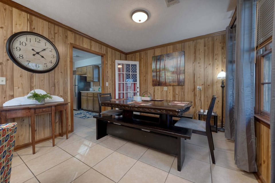 Dining table with two chairs and two benches 
