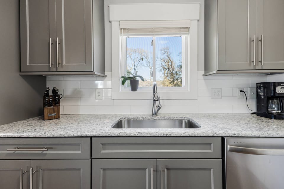 Spacious sink and counter tops.