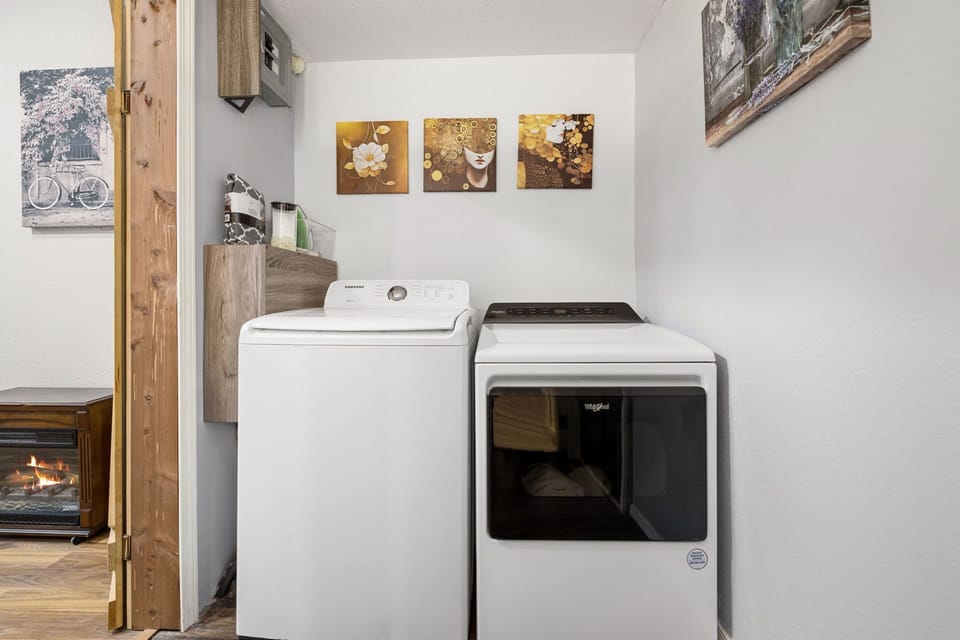 Washer and dryer for guest use.