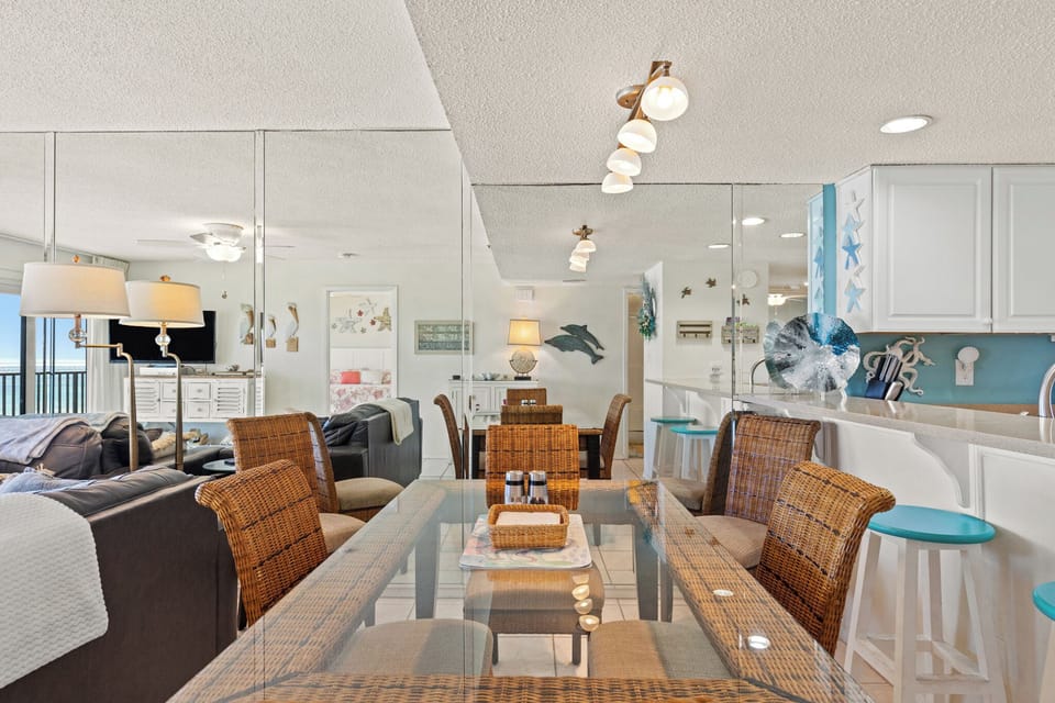 Dining Room Table with Seating for Four and Counter Seating for Two
