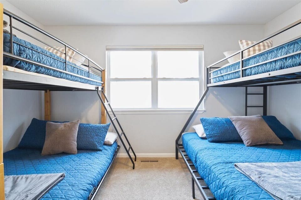 Use as a kids bunk room or a third queen room for adults.