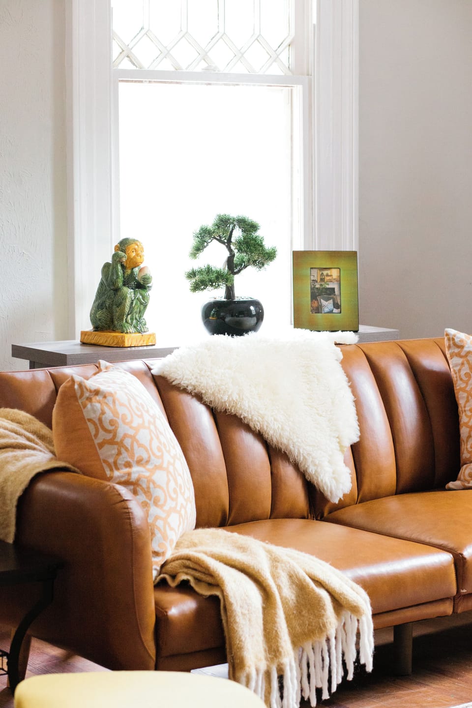 This is our leather couch in one of the living rooms that opens up to the other living room