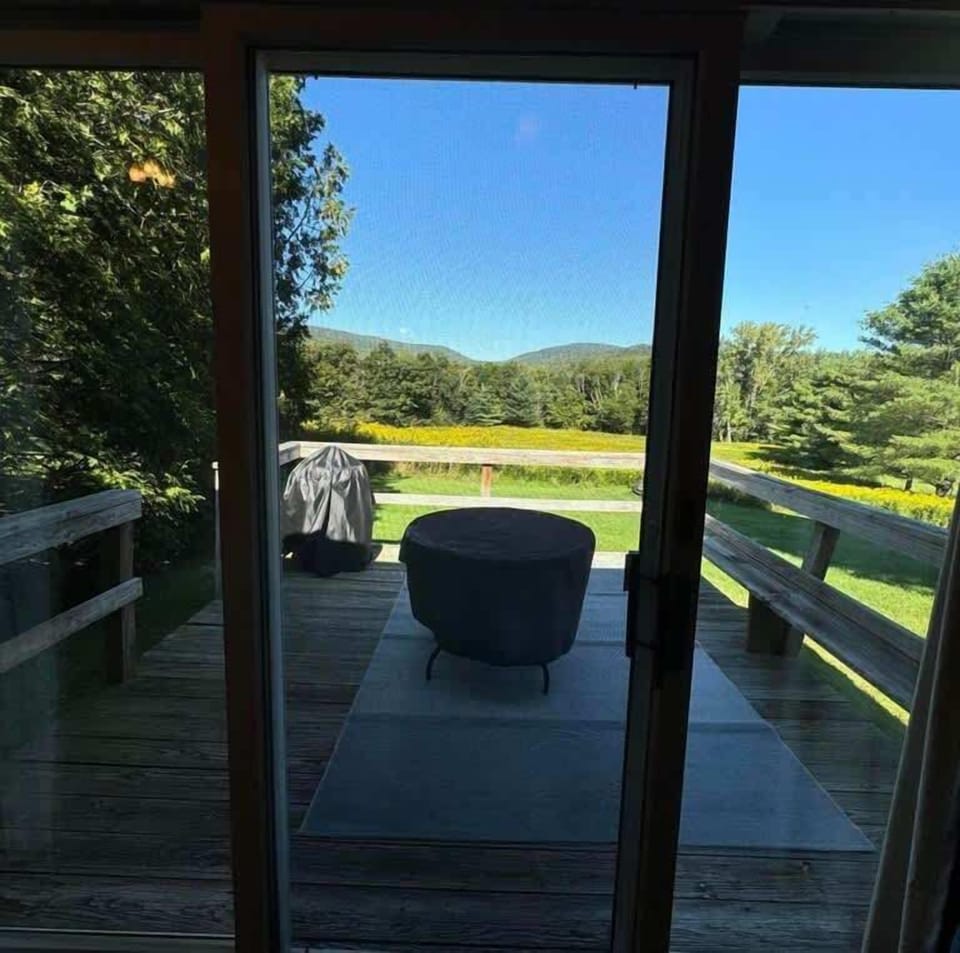 Backyard Deck with BBQ Grill and Lounge Table and Chairs