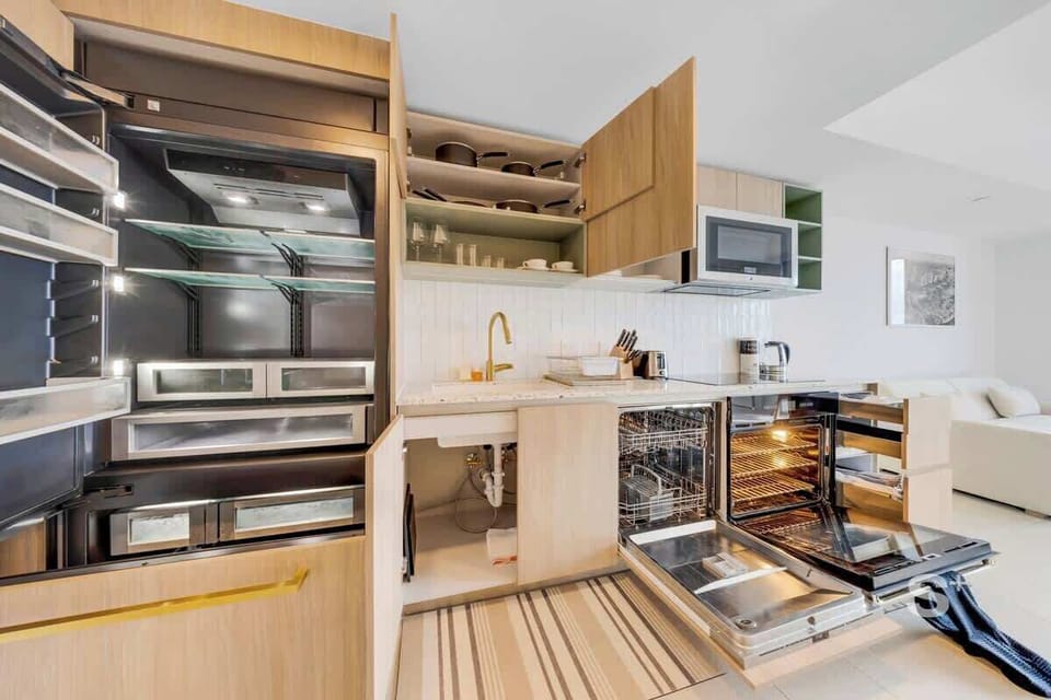 Fully equipped sleek kitchen
