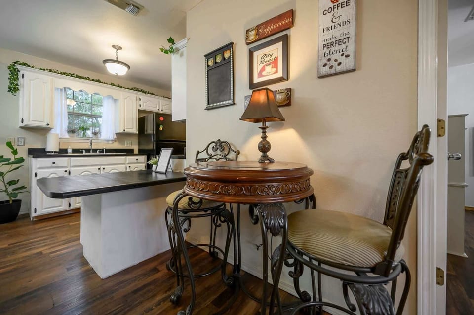 Sip morning coffee or grab a quick bite by the kitchen island
