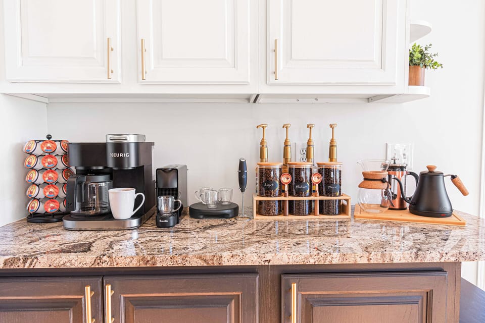 We provide tea, coffee beans, Kcups, espresso pods, & more 