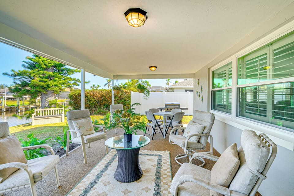 Covered Patio | Private Dock | 3 Mi to Yacht Club Public Beach
