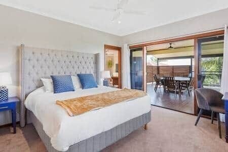 Master bedroom with deluxe king size bed and views of the Gold Coast.  