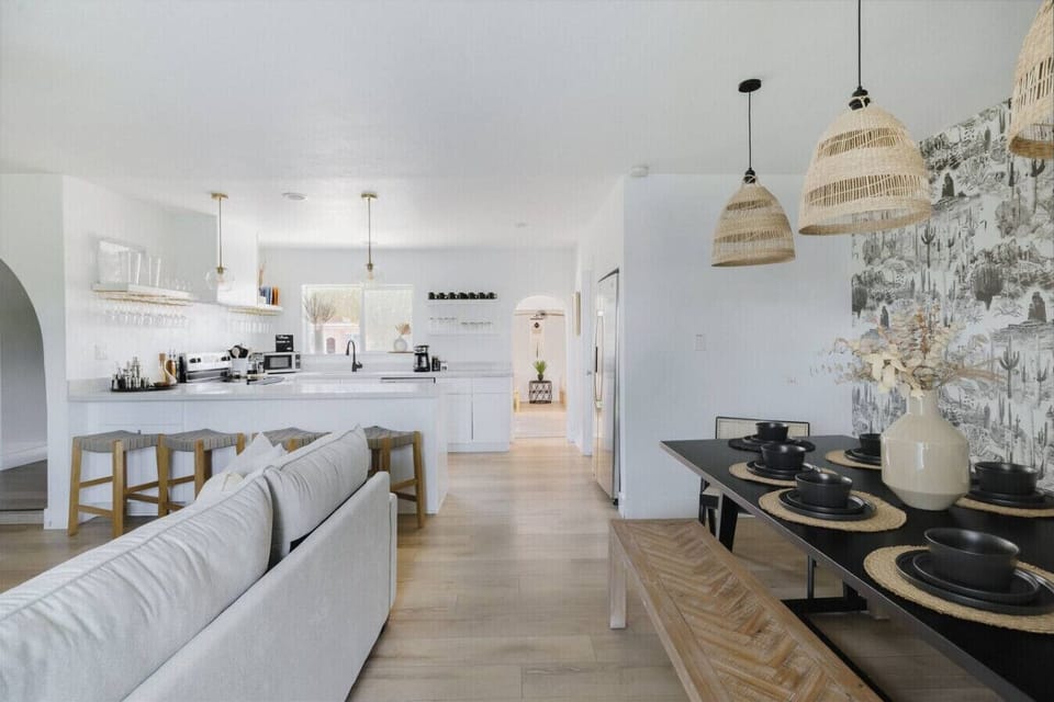 Bright open living space with desert-inspired details