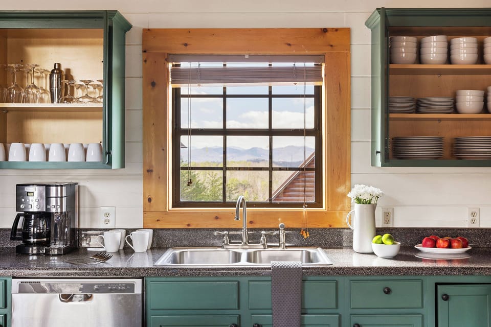 Enjoy the stunning views of mountains from your kitchen.