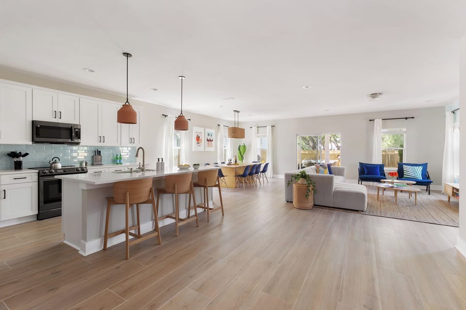 Open layout offers seamless transitions.