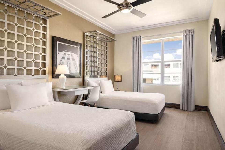 Stretch out with two beds and plenty of open floor space.