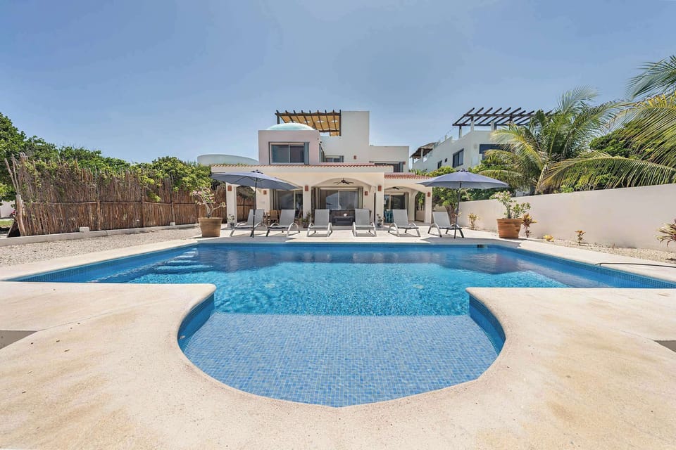 Private saltwater pool with ocean views