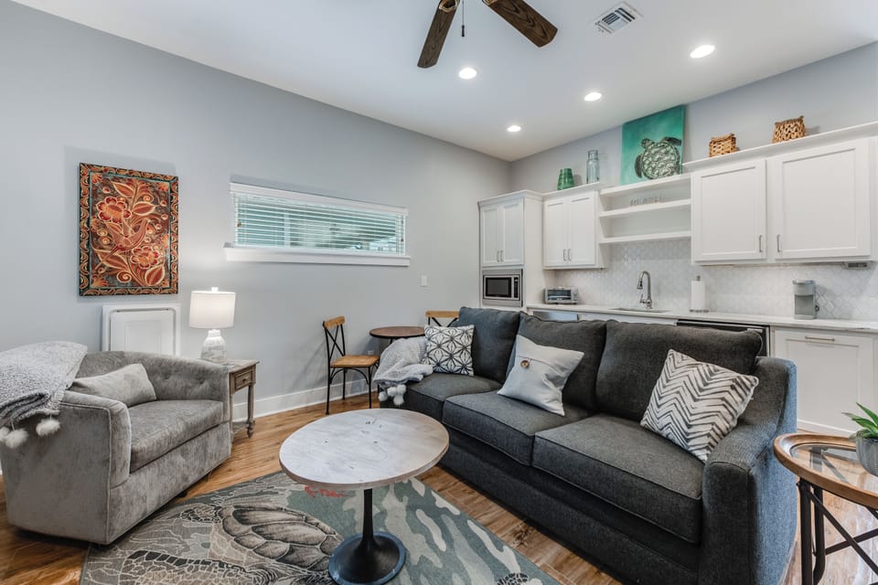 1st Floor Suite living room & kitchenette  1bd/1bth King with private door entry