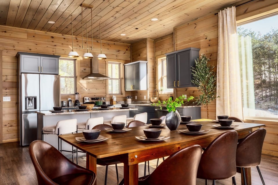 Dining table made for family meals, game nights, and long conversations.