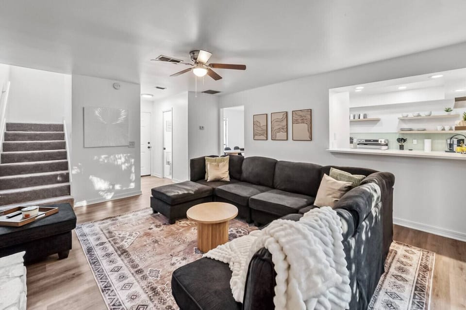 Stylish living room with cozy furniture and tasteful decor.