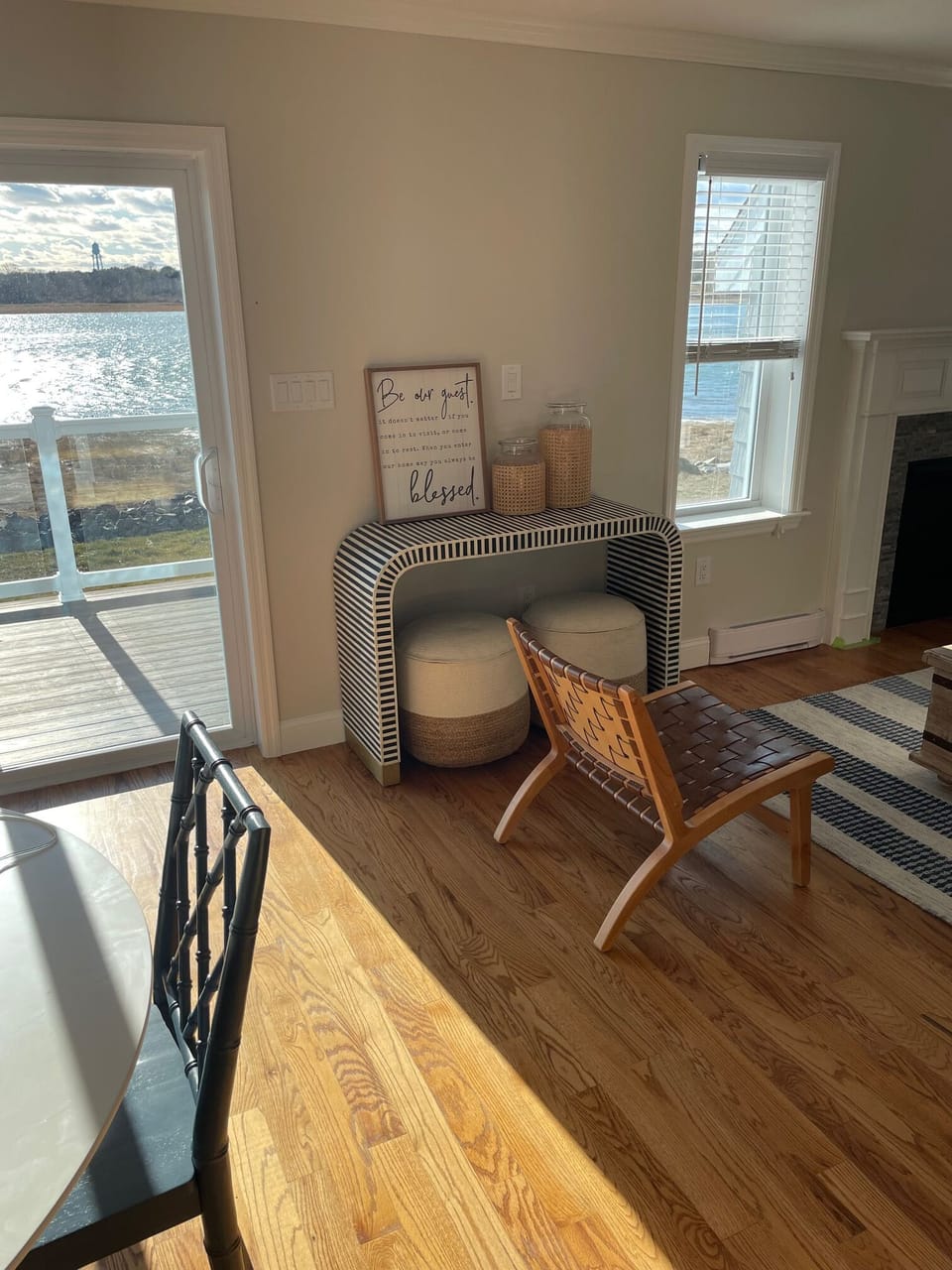 Open living room, dining room to deck 