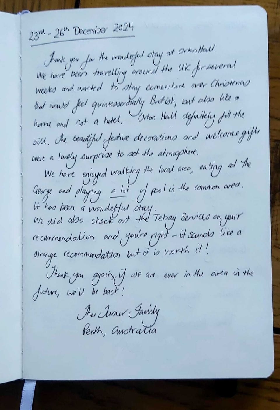 Visitor book