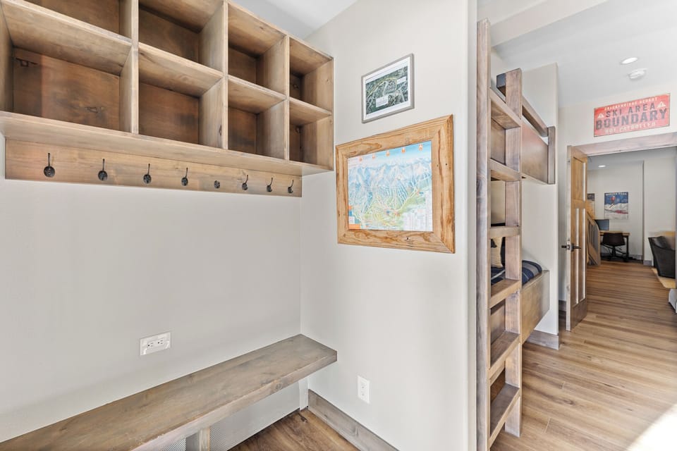 Downstairs mud room for hot tub and ski-in/ski-out access.
