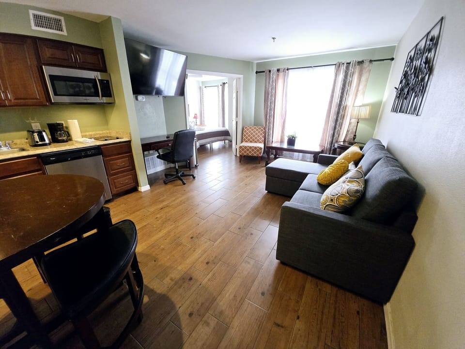 Cozy sofa bed and a new smart TV with all your favorite streaming apps!