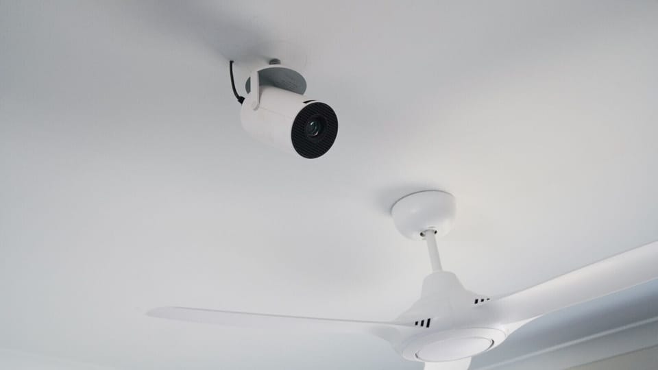 Bedroom 3 has a projector mounted to the roof.