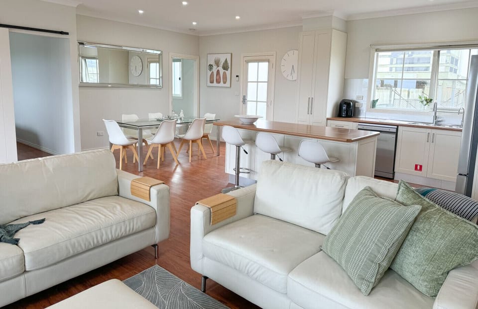 Comfortable leather lounge, open plan