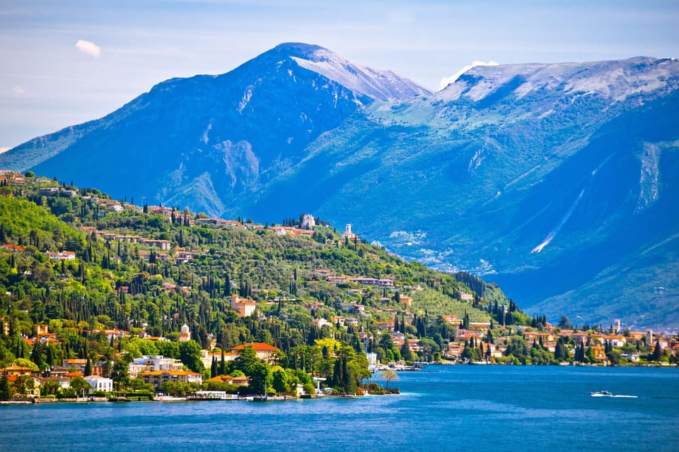 View of Gardone Riviera with the Monte Baldo in the background