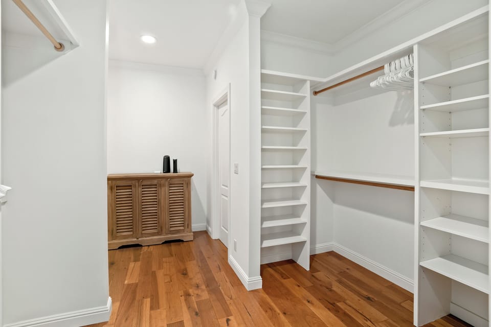 Spacious walk in closet off the second primary suite.