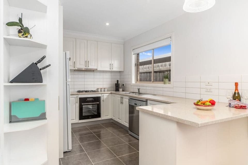 Kitchen with tea, coffee, sugar and milk for your convenience on arrival.