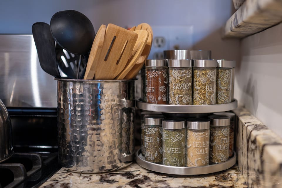 Fully stocked with a variety of seasonings!