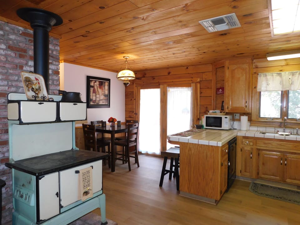 Kitchen & breakfast nook, antique wood cook stove