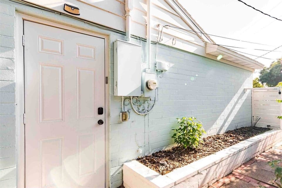 Private entrance with smart lock for self check-in and keyless access in and out.