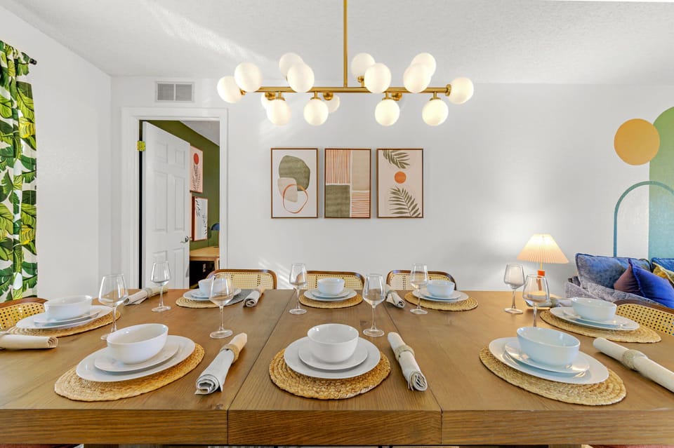 Dine in style under the glow of modern lighting—luxury at its finest.