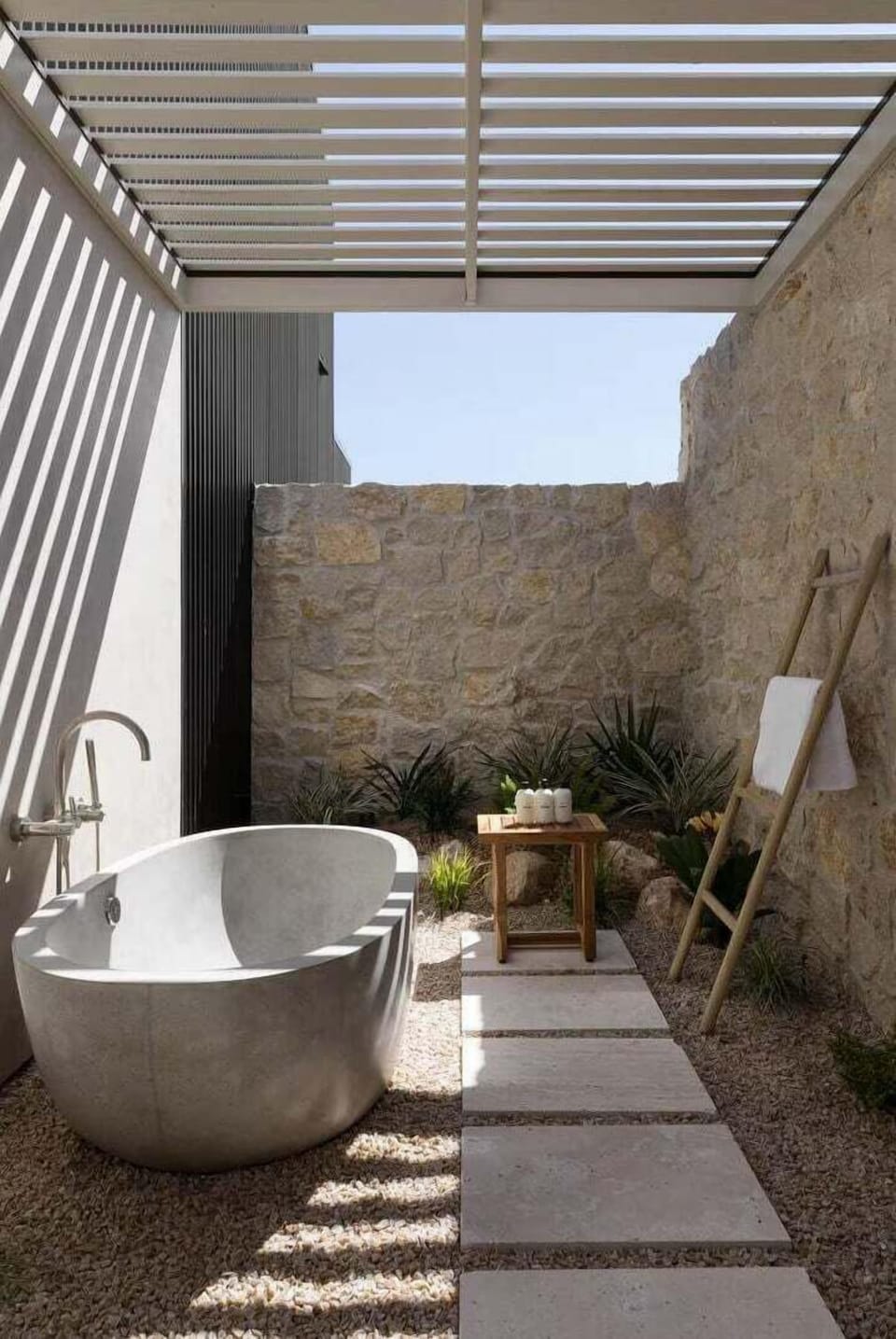 Enjoy the relaxing outdoor spa with a soaking tub, perfect for star gazing.
