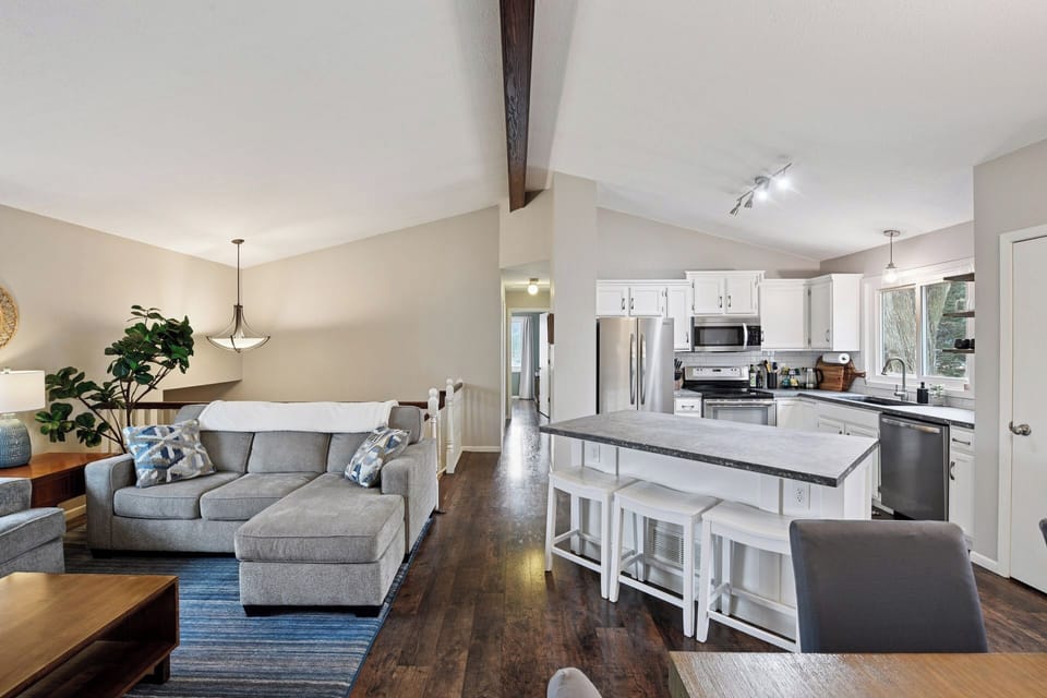 Living room and open concept kitchen makes for a great gathering spot!