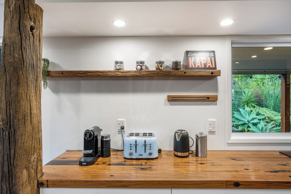 Coffee supplies provided including Nespresso pods, ground coffee and brown sugar